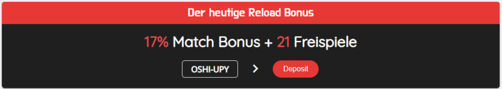 Oshi Casino Reload Bonus